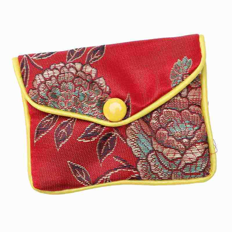 4X(12 In 1 Small Jewelry Box Jewelry Red Jewelry Bag Embroidered Silk ClothD7F9)