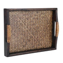 Multi-Functional Wooden Serving Trays With Handle Rectangle Handmade Rattan