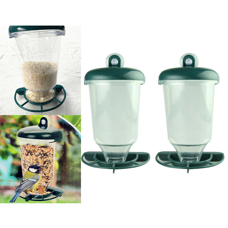 2pcs Outside Window Bird Feeder Seed Dispenser with Suction Cup for Wild Birds