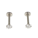 2 Stainless Steel Square Zircon  Helix Tragus Lip Earring Stud 8mm