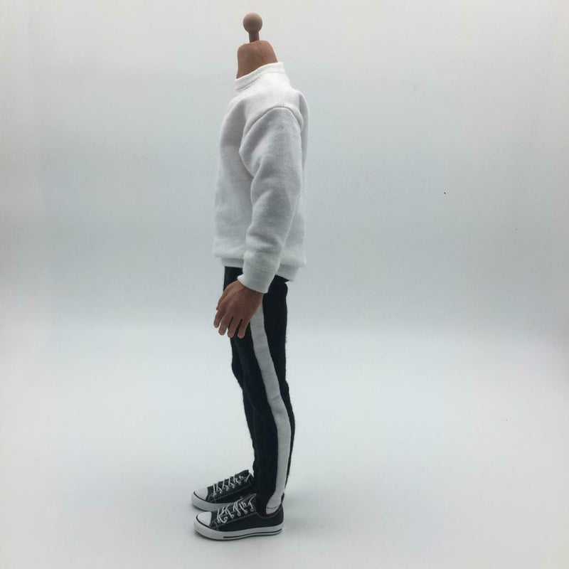 1/6 Scale Round Collar Sweatshirt Top Outfit and Striped Pants For 12'' HT PH