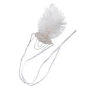 White Feather Flapper Headband w/Tassel 1920s Great   Bridal Headpiece