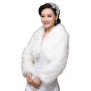 Elegant Long Hair Faux Fur Wedding Shawl Stoles Wraps Cape for Women Beige A