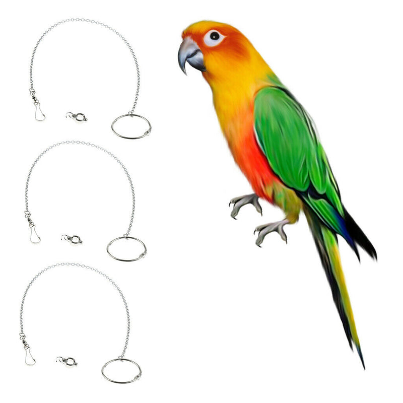 3x Parrot Stainless Steel Eight Rings Anklet Animal Bird Cockatiel