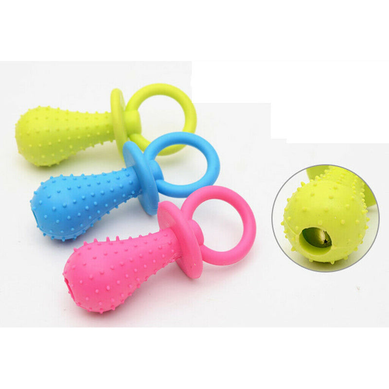 3Pcs Bite Resistant Bell Rubber Pacifier Pet Dog Puppy Molar Chew Training Toys