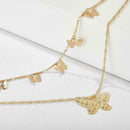 Elegant Double Layer Butterfly Choker Chain Pendant Favor Girl Women Neckla F1S3