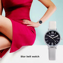 Waterproof Star Sky Quartz Watch Women Leather Strap Wristwatch (White B) A
