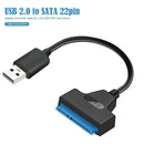 USB 2.0 to SATA 22pin 2.5in HDD SSD Hard Drives Adapter Converter Cable