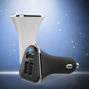 White Universal Fast 5.2 Amp Triple USB Ports Adapter Car Charger with Led