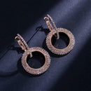 Fashion Luxury Round Earrings Lady Crystal Geometric Hoop Earrings Jewelry