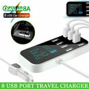 USB Fast Charging Station Hub Car 8-Port Desktop Wall Multi Charger LCD Display