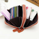 Leather Unisex Credit Card Holder Zipper Wallet Business Cards Case Purse Travel