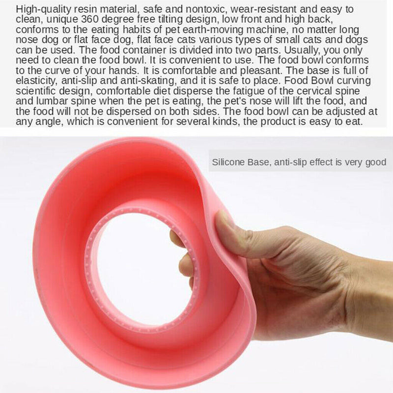 2x Round Kitten Puppy Elevated Bowls Raised Feeder w/ Stand Detachable