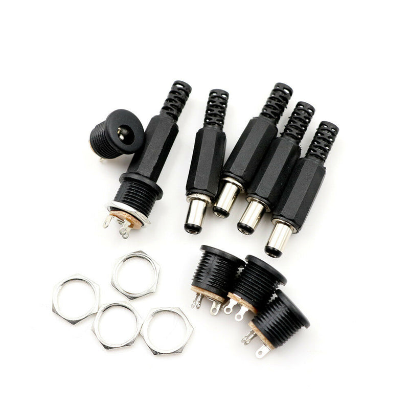 5 Pcs 5.5mm x 2.1mm Male DC Power Plug Connector Screw Lock Female Panel.Soc Px