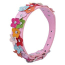 Soft Pu Leather Dog Collar Flower Padded(Pink, M)