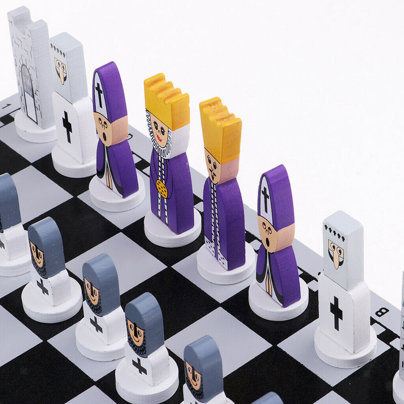 Handmade European Wooden Chess Set with 11 Inch Board and Chess Pieces