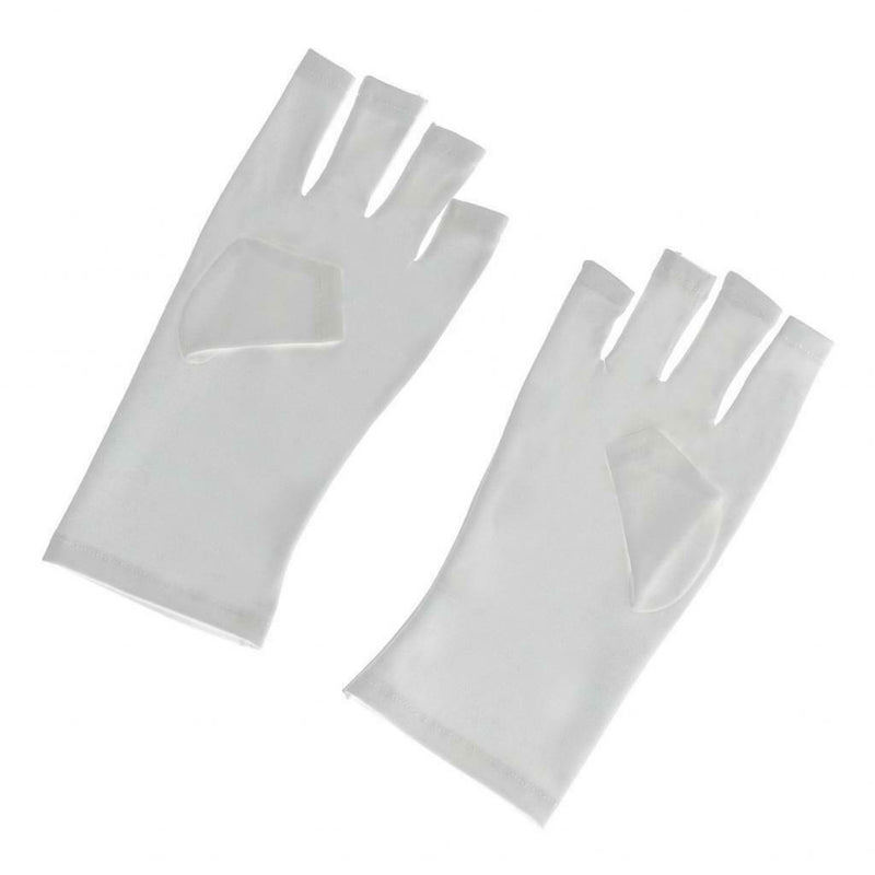 Fabric Anti UV Fingerless UV Protection Gloves For Nail  Drying Lamp White