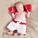 Newborn Baby Photo Photography Prop Knit Costume Boxing Gloves Pants Suit