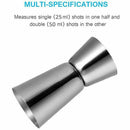 Stainless Steel 25/ 50 ml Jigger Bar Craft Dual Spirit Measure Cup Peg Meas F1Y9