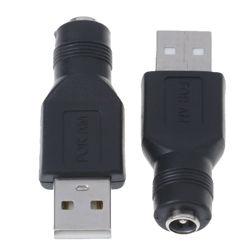 2Pcs USB female to 5.5mm x 2.1mm female DC power converter charger adapter.OZ