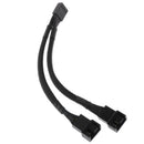 15cm 4 pin PMW Fan Y Splitter Black Sleeved Extension Cable 1 to 2 Fan Cord