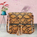Fashion Serpentine Messenger Bag Women PU Leather Shoulder Handbag (Yellow) A