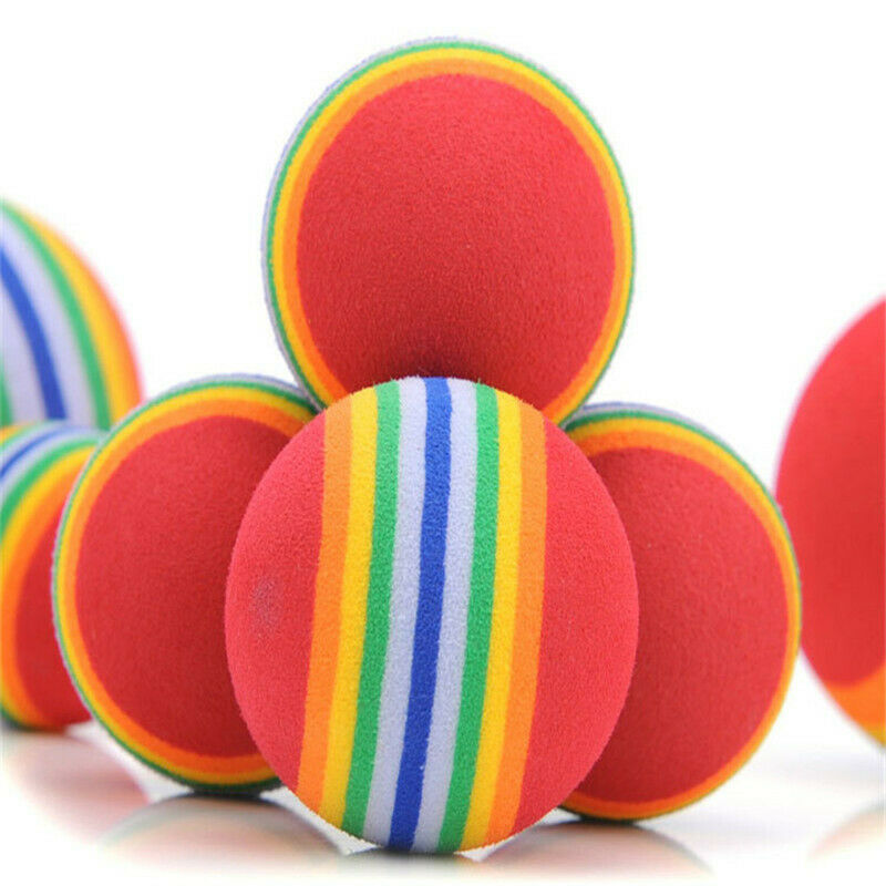2 Pcs Pet Cat Supplies Kitten Soft Foam Rainbow Play Balls Activity Toys FIZ