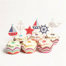 24X ocean sailing yacht boat pirate ship whale cupcake toppers party supplies LJ