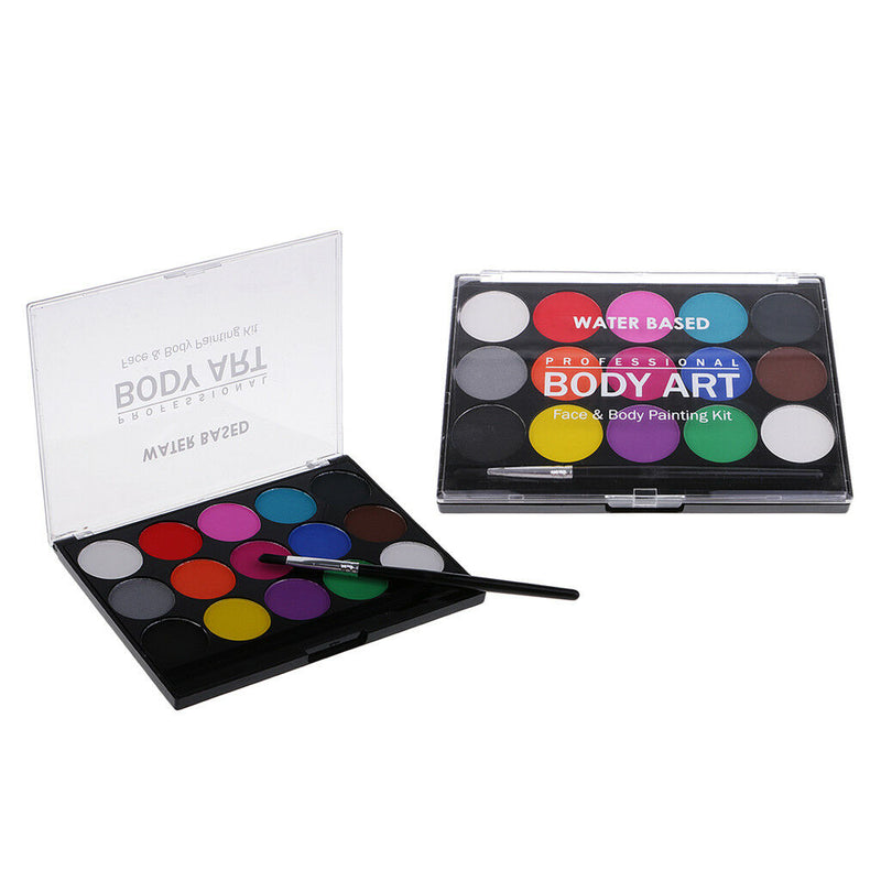 2Pc Make Up Face Paint 15 Colors Palette Halloween Fancy Body Face Paint Kit
