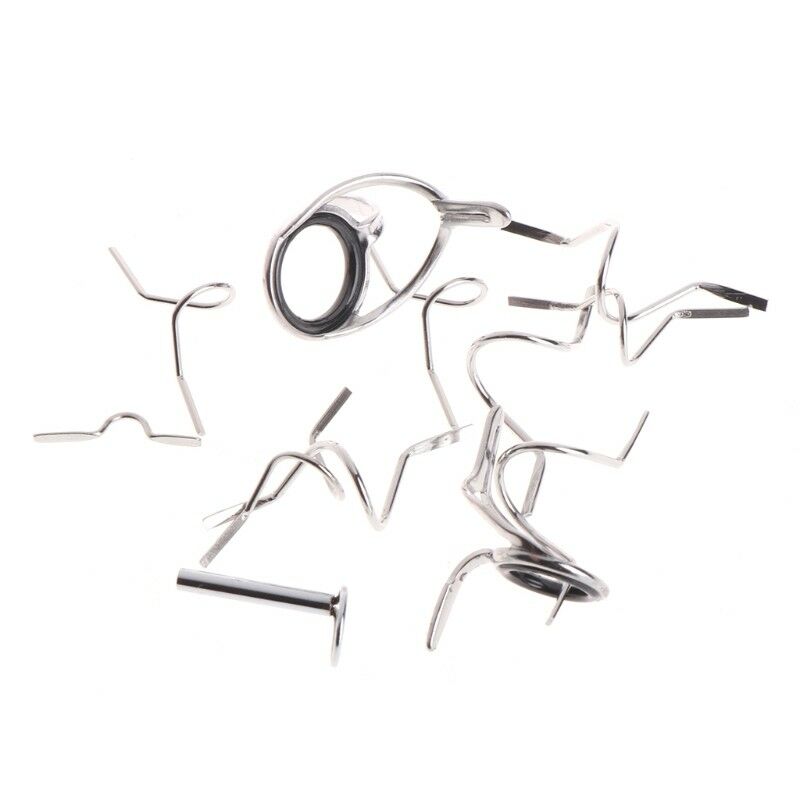 1 Set Fishing Rod Pole Guide Eye Fly Fish Mixed Stainless Steel Rings Repair Kit