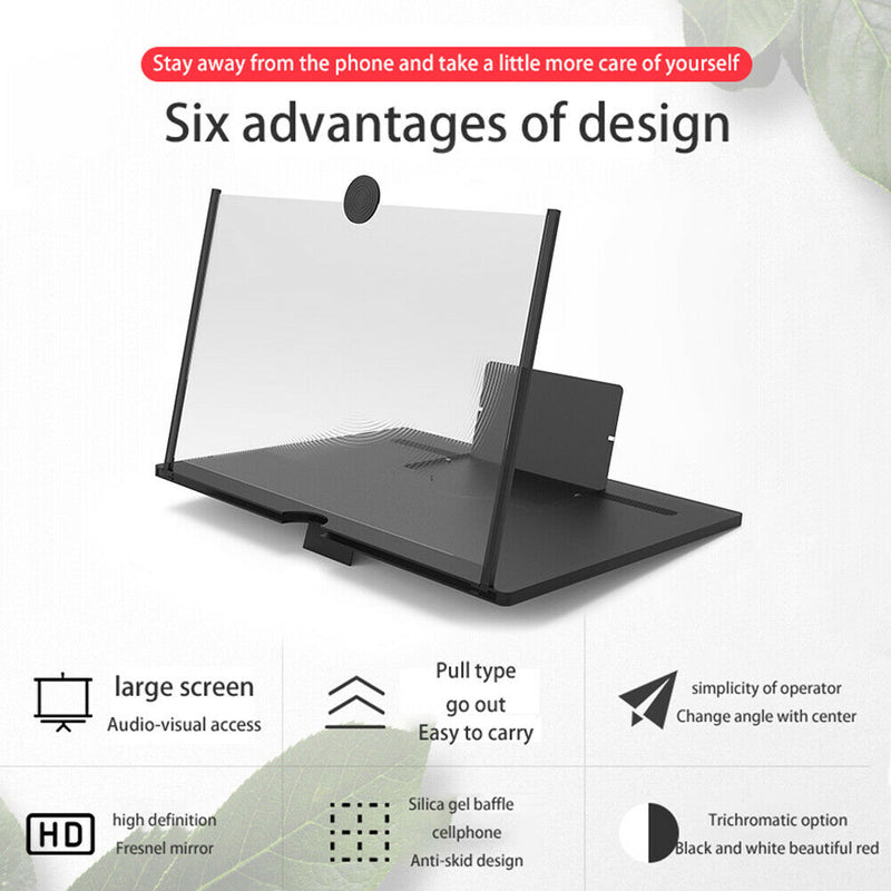 10 inch Smart Phone Magnifier Holder Video Amplifier Enlarger Stand (Black) A