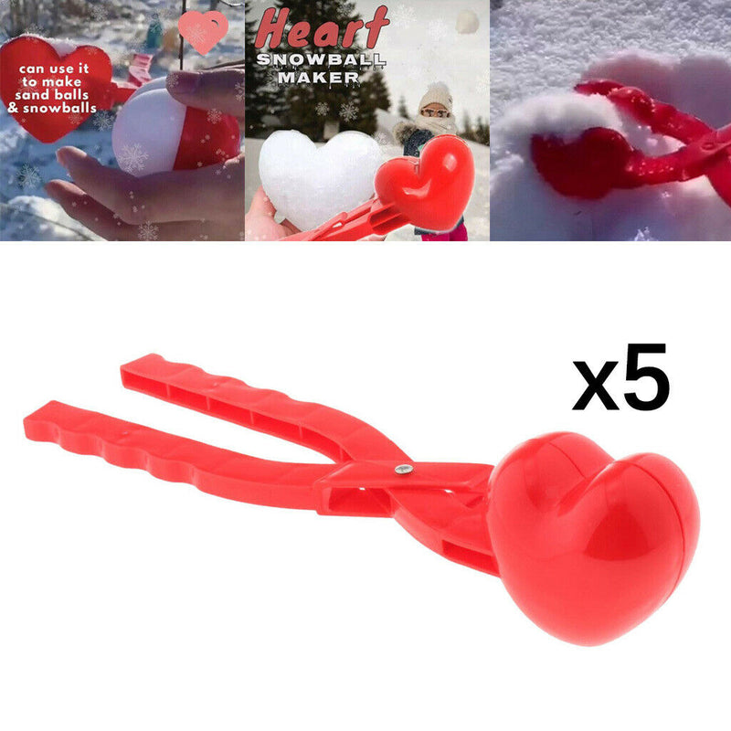 5pcs Heart Shaped Snow Ball Maker Beach Sand Mold Snow Scoop Maker Outdoor