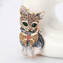 Cute Cat Brooch Rhinestone Enamel Badge Jacket Clothing Backpack Lapel Pins