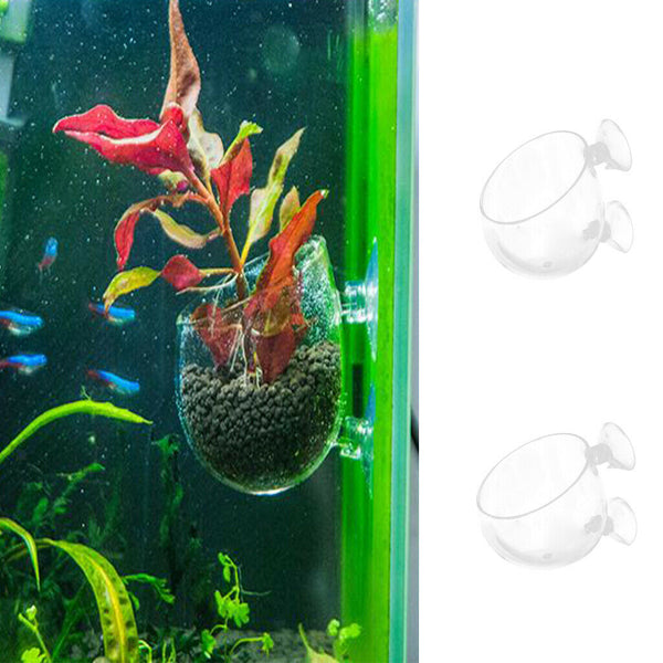 2 pcs Hanging Planter Glass Pot Holder for Aquarium Aquascaping   Tank