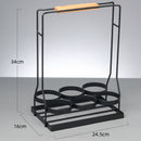 6 Bottle Wine Caddy Sturdy Black Coated Frame Protects Bottles.Real Natural K2K5