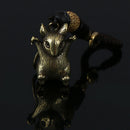 Zodiac Animals Rat Statue Key Chain Rings Pendants Metal Copper Keychain Gw