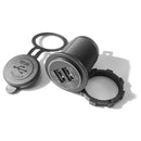 Motorcycle 3.1A Dual USB Charger Socket Outlet with Touch Switch + 2 Terminals