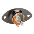 Electric Bass Guitar Jack 1/4 Output Input Socket with Oval Plate (Black) A