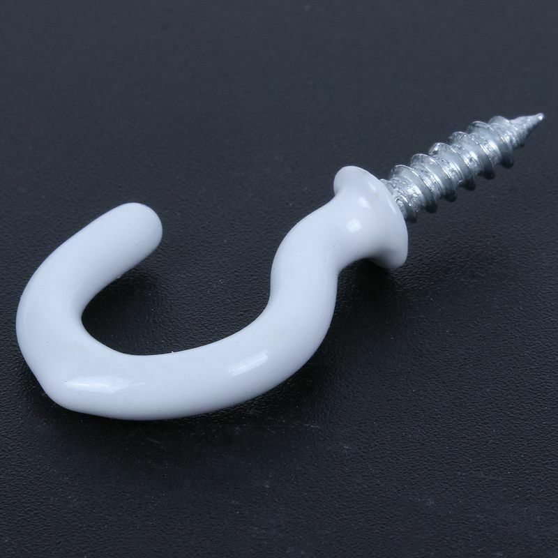 1.1 inchCup Mug Hooks Shouldered Metal Screw-in plastic coated Hanging whti Y7V7