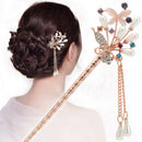 2 PIECES WOMEN CRYSTAL FLOWER TASSELS HAIRPINS