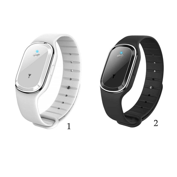 Physical Ultrasonic Electronic Mosquito Repellent Bracelet White + Black