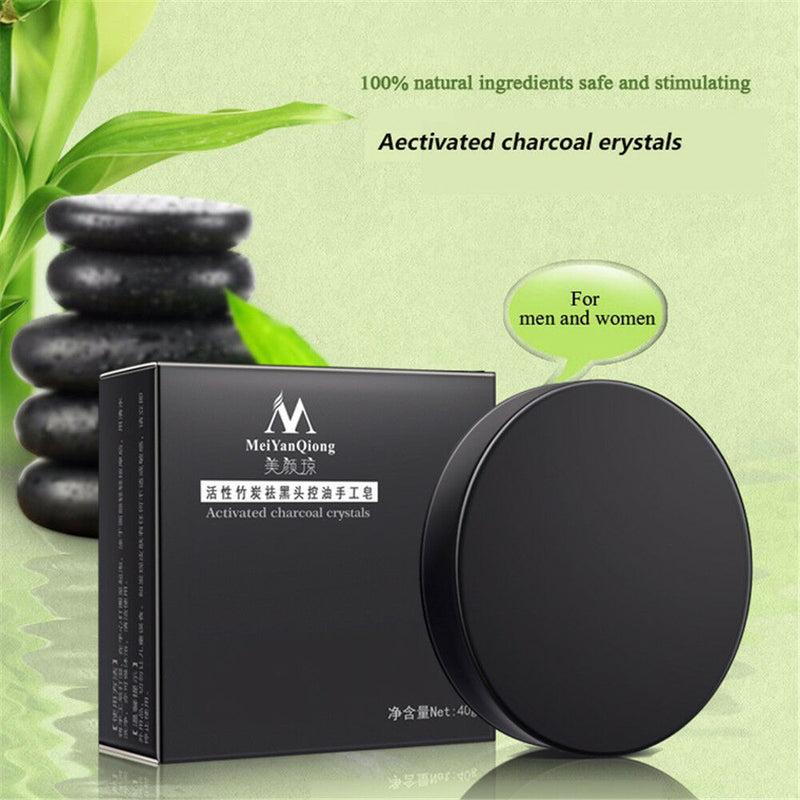 40g Oil Control Shrink Pores Blackhead Remove Handmade Activated Charcoal Soap