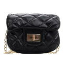 Girls PU Geometry Diamond Kids Messenger Shoulder Bags Small Bags (Black)