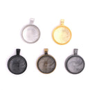80pcs Round Pendant Trays Glass Cabochon Base 8 color Jewelry Making Craft3C