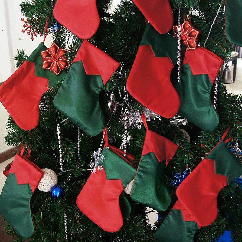 12 packs of 7 inch twill mini Christmas stockings gift card holder, small r H3F7