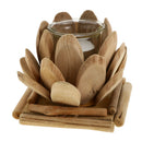Retro Handmade Wood Lotus Candle Holder Crafts Home Wedding Decor