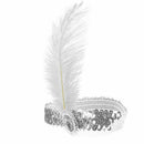 Sequin White Feather Elastic Headband Jewelry Accessory Fancy Costume J8Z7