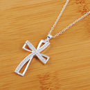 Fashion Crystal Cross Pendant Sweater Chain Necklace Statement Jewelry Gift  BX