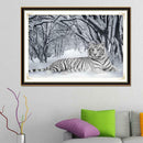 DIY Diamond White Tiger Painting Cross Stitch Needlework Crafts Decor