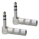 2PCS Guitar Audio Connector Plug 1/4" 6.35mm Right Angle Male Plated Stereo
